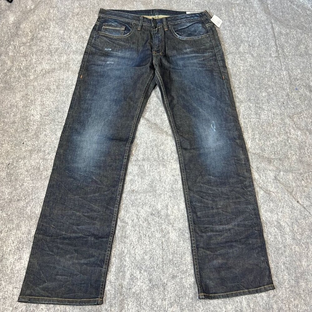 Buffalo David Bitton Travis-X Relaxed Fit Jeans Mens 32x34 Dark Wash Straight De